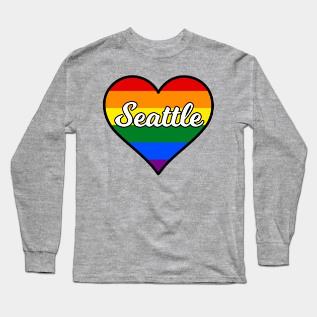 Seattle Washington Gay Pride Heart Long Sleeve T-Shirt by fearcity